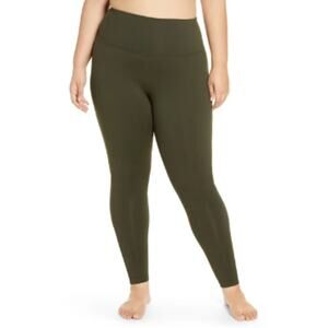 Zella High Waist Leggings Olive Green Comfort Pull-On Activewear Pants Size L